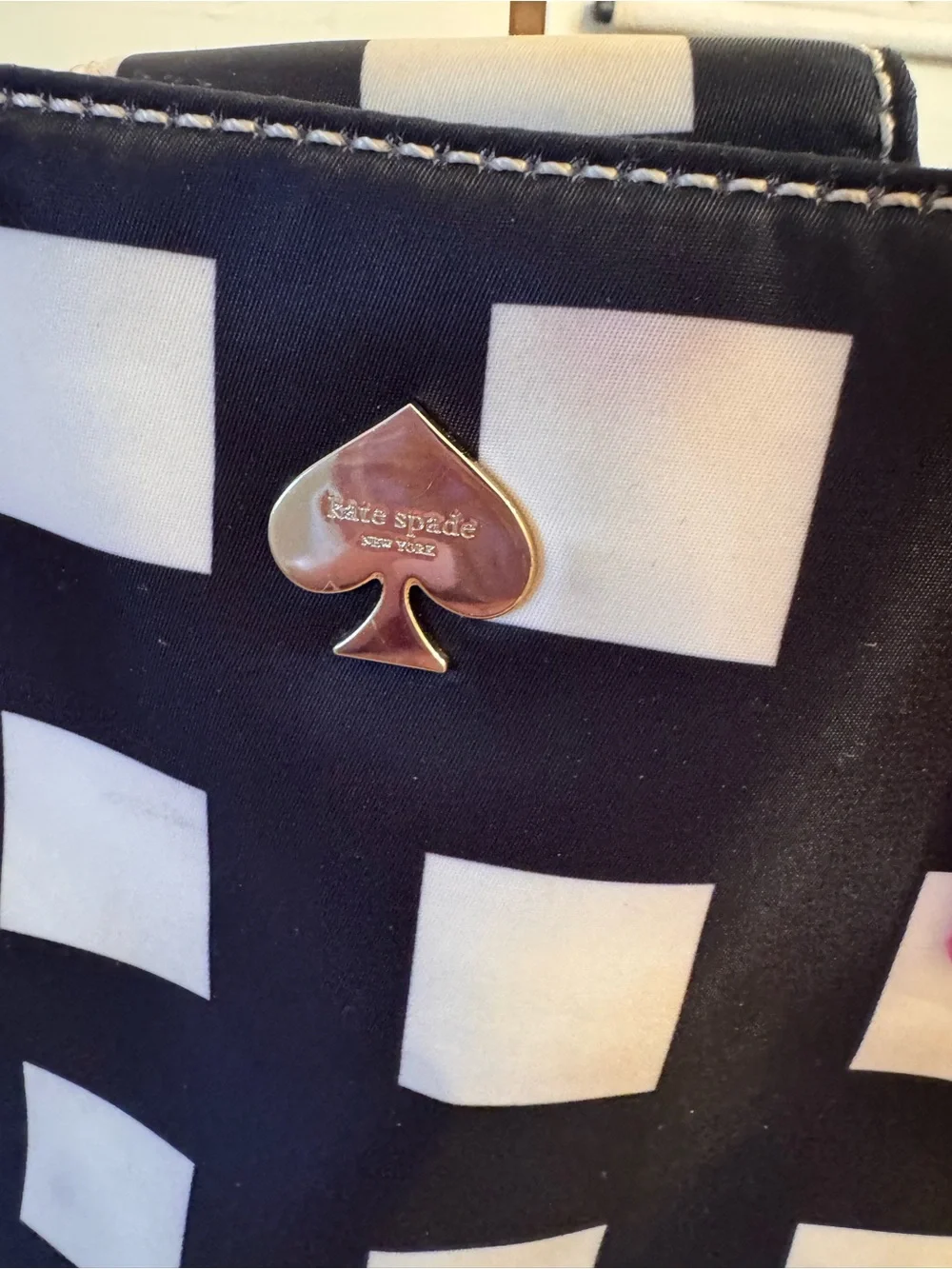 Kate Spade Checker Bag  with Pink Handles